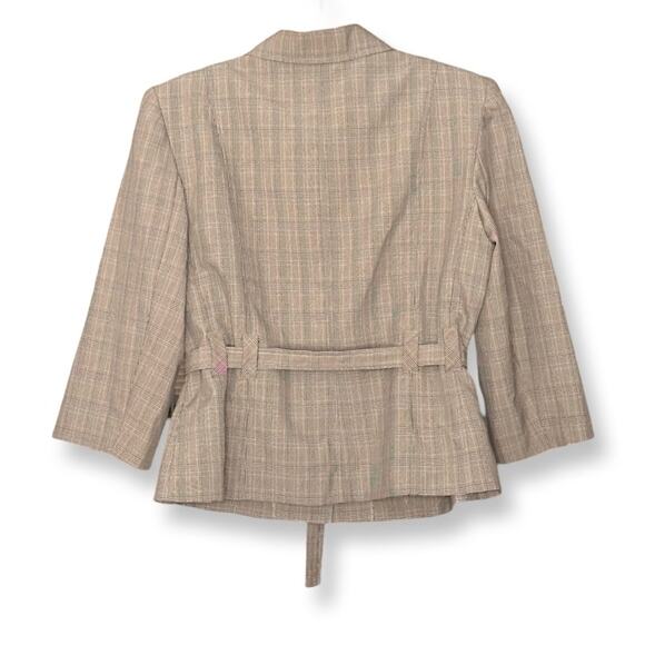Sweet Suit Vintage 90s Tan Plaid Blazer and Skirt Set - Picture 3 of 9